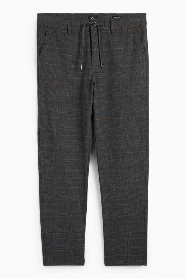 Uomo - Pantaloni chino - tapered fit - a quadretti - grigio scuro