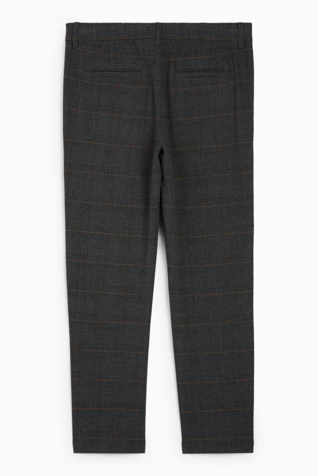 Uomo - Pantaloni chino - tapered fit - a quadretti - grigio scuro