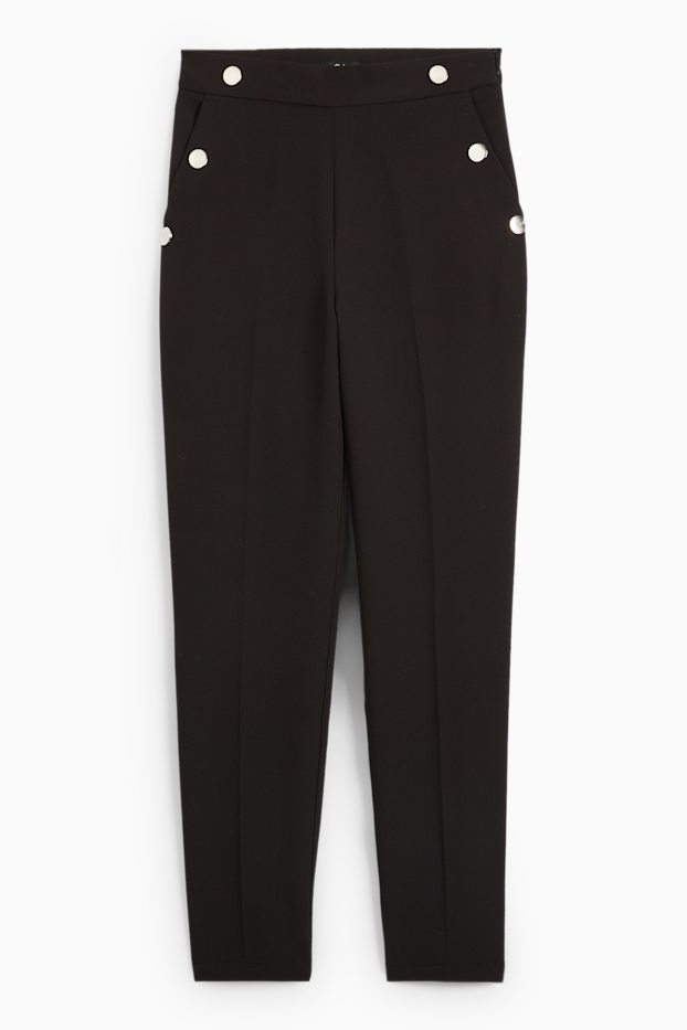 Dona - Pantalons de tela - high waist - tapered fit - negre
