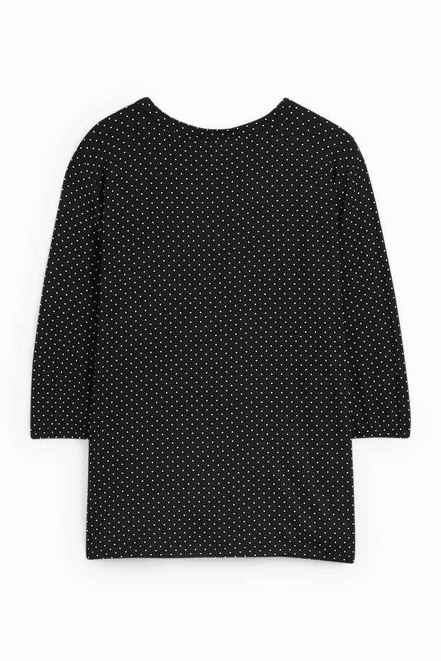 Damen - Langarmshirt - gepunktet - schwarz