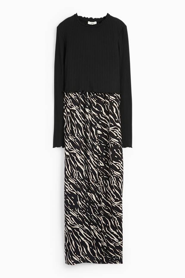 Dames - Voedingsjurk - 2-in-1-look - zwart