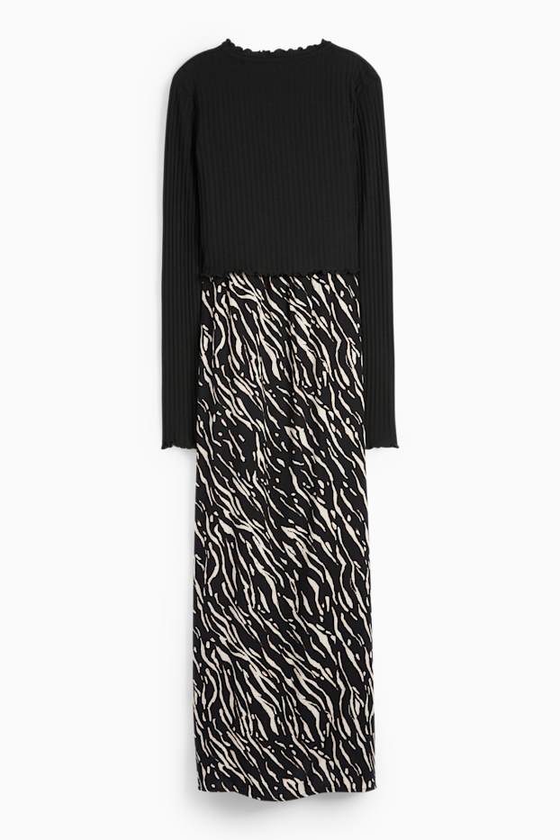 Dames - Voedingsjurk - 2-in-1-look - zwart