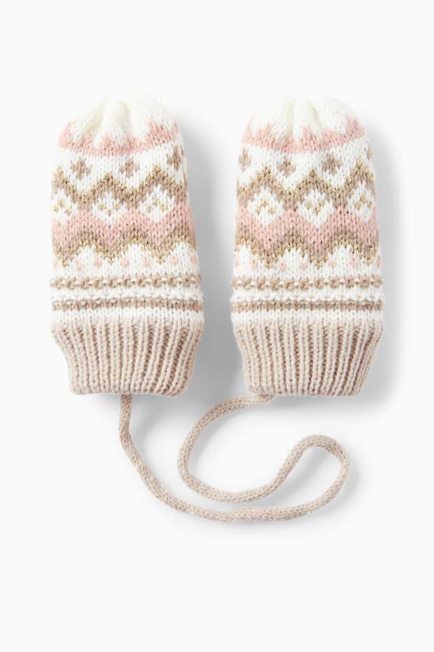 Neonate - Muffole in maglia per neonati - fantasia - beige