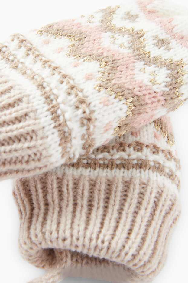 Neonate - Muffole in maglia per neonati - fantasia - beige