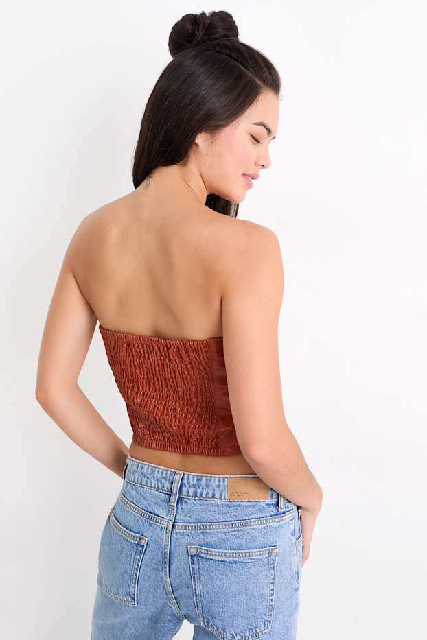 Damen - Corsage - Lederimitat - rot