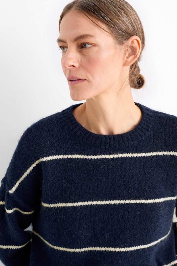 Femmes - Pullover - à rayures - bleu foncé