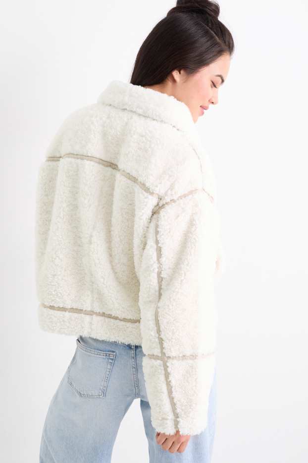 Donna - Giacca in pelo teddy - bianco crema