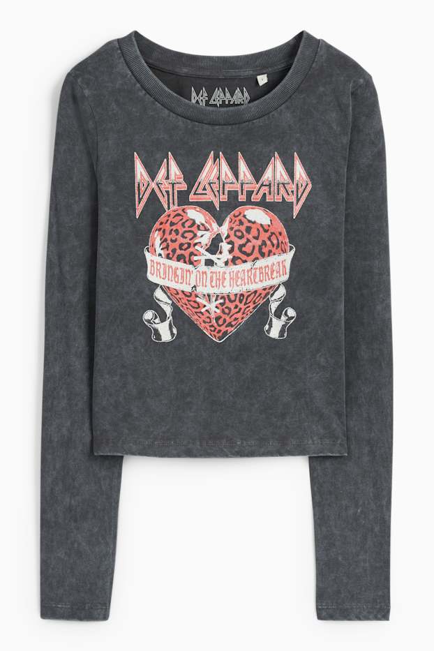 Dames - Korte longsleeve - Def Leppard - antraciet