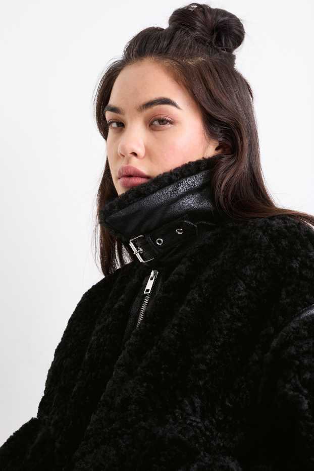 Donna - Giacca in pelo teddy - nero