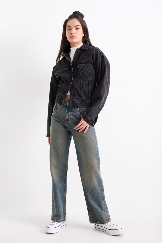 Dames - Baggy jeans - mid waist - jeansdonkerblauw