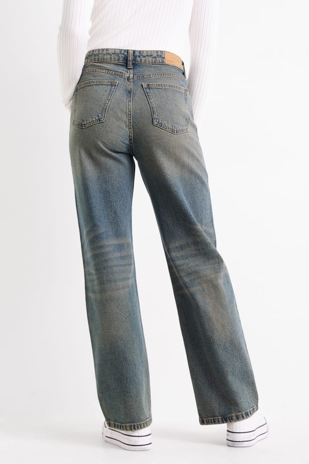 Dames - Baggy jeans - mid waist - jeansdonkerblauw
