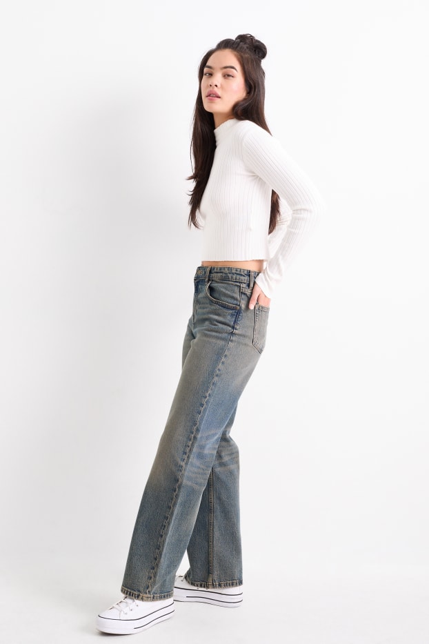 Dames - Baggy jeans - mid waist - jeansdonkerblauw