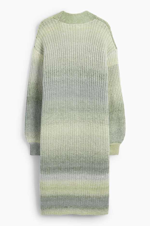 Dames - Lang vest - geribd - met patroon - groen-mix