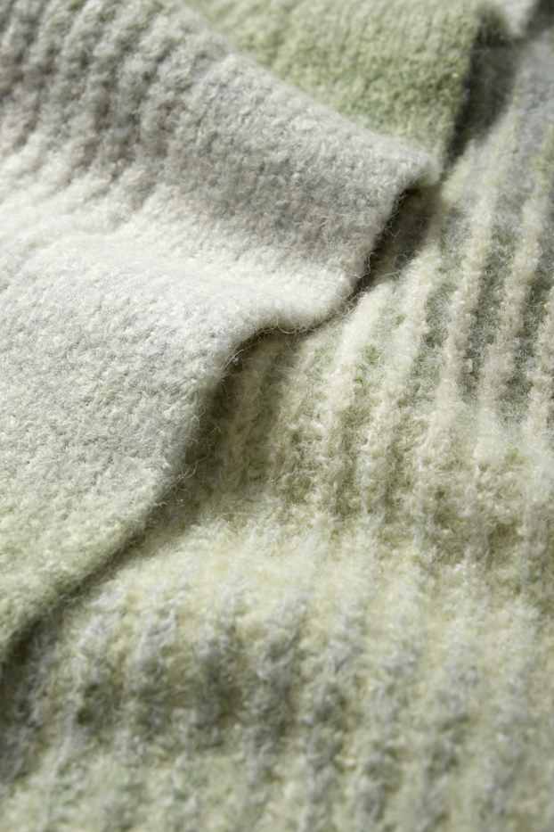 Dames - Lang vest - geribd - met patroon - groen-mix