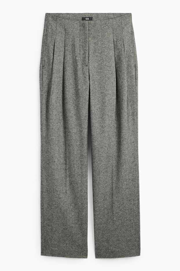 Damen - Business-Hose - High Waist - Straight Fit - Woll-Mix - dunkelgrau
