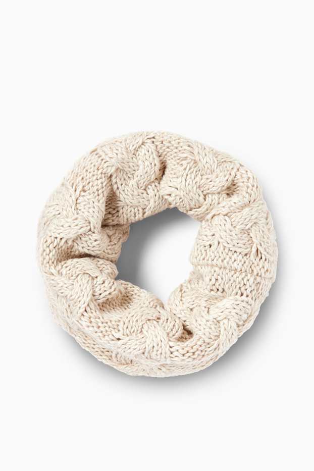 Femmes - Tour de cou - motif tressé - beige clair