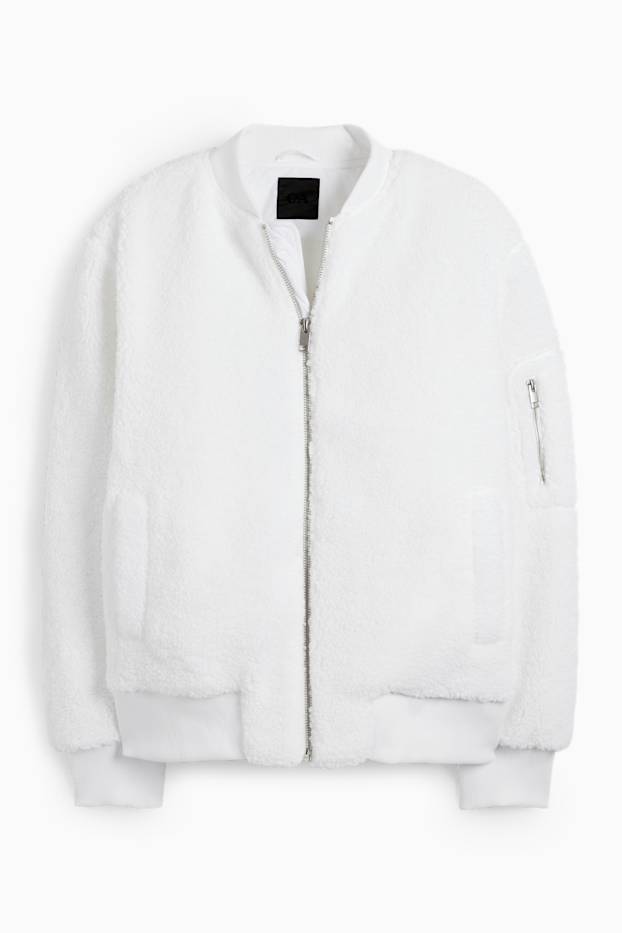 Men - Teddy fur bomber jacket - white