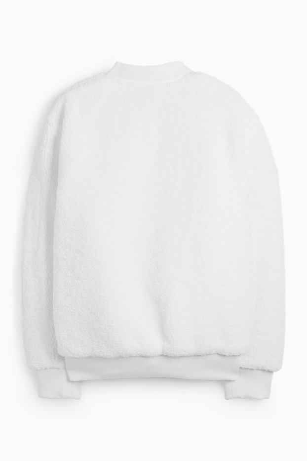 Men - Teddy fur bomber jacket - white
