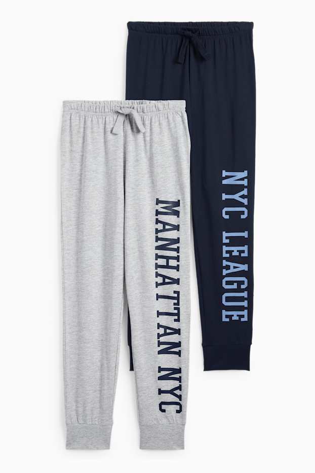 Enfants garçons - Lot de 2 - bas de pyjama - gris clair / bleu foncé