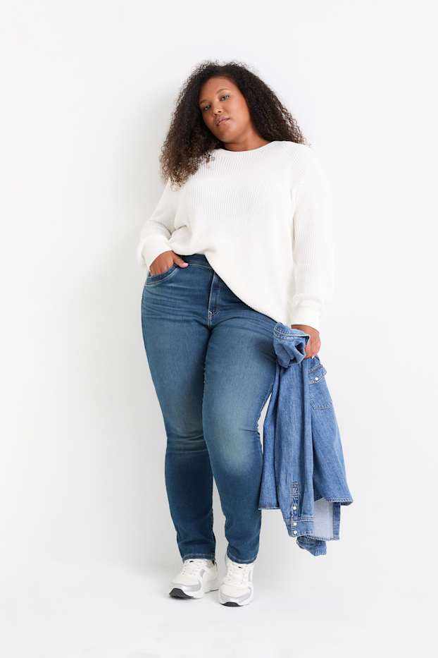 Dámské - Slim jeans - mid waist - jog denim - džíny - modré