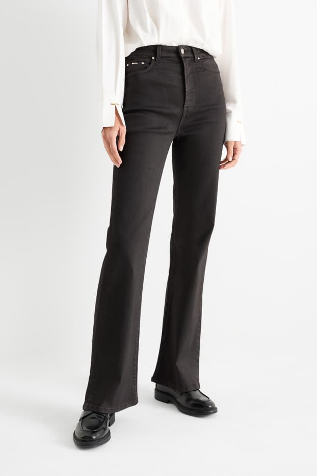 Dámské - Flared jeans - high waist - džíny - tmavošedé
