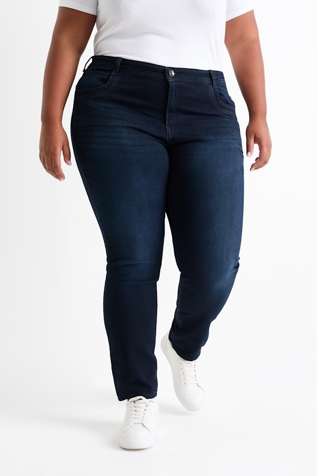 Damen - Slim Jeans - Mid Waist - Jog Denim - dunkeljeansblau