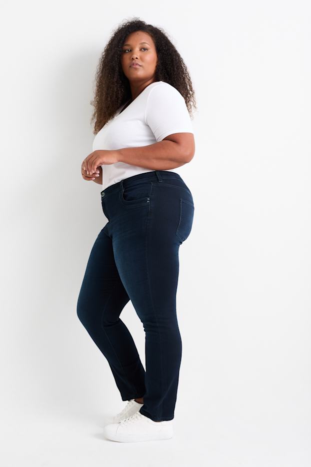 Damen - Slim Jeans - Mid Waist - Jog Denim - dunkeljeansblau