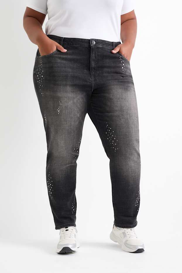 Femmes - Boyfriend jean - mid waist - gris foncé