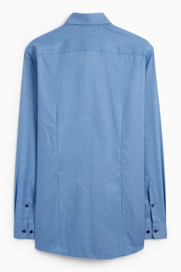 Uomo - Camicia business - slim fit - collo all'italiana - facile da stirare - con motivi - blu
