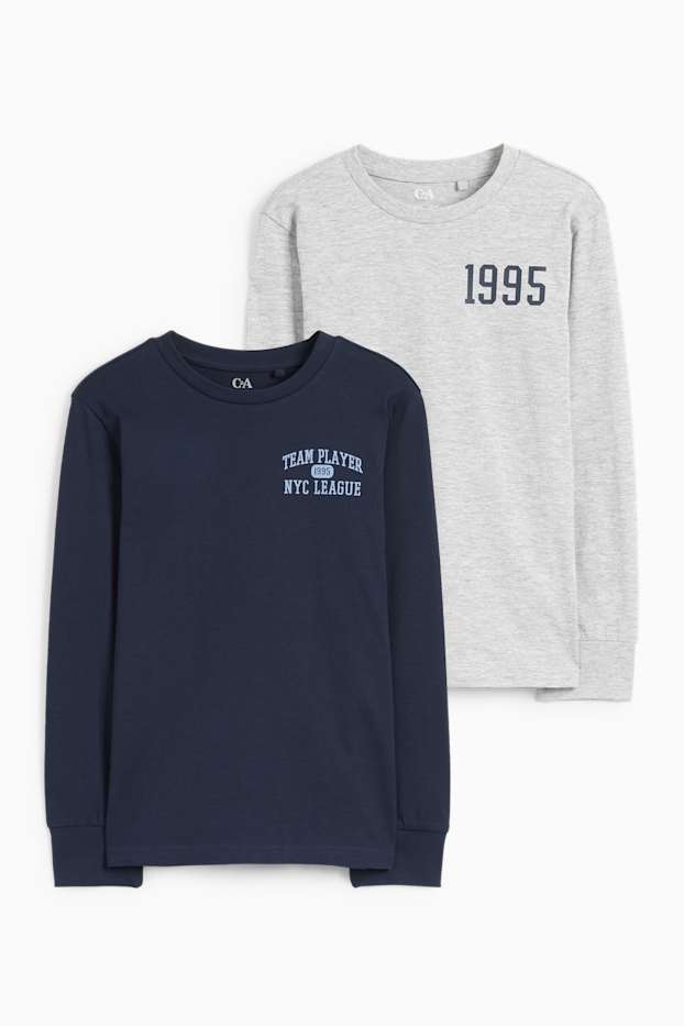 Bambini - Confezione da 2 - maglia pigiama - grigio chiaro / blu scuro