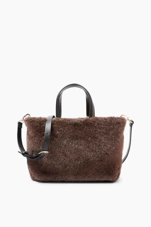 Damen - Großer Shopper mit abnehmbarem Taschengurt - dunkelbraun