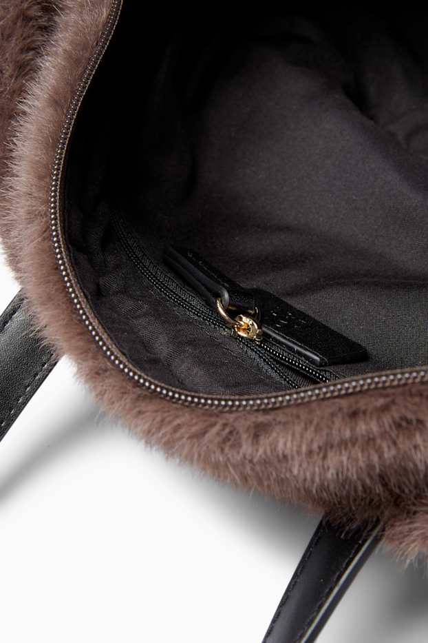 Damen - Großer Shopper mit abnehmbarem Taschengurt - dunkelbraun