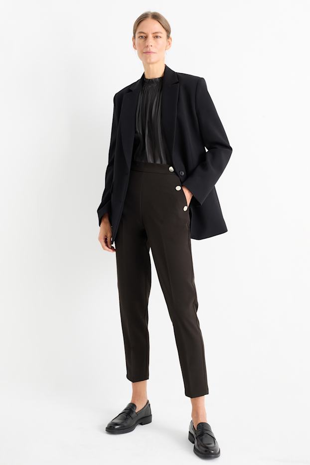 Dona - Pantalons de tela - high waist - tapered fit - negre