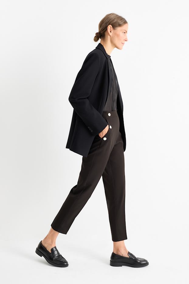 Dona - Pantalons de tela - high waist - tapered fit - negre