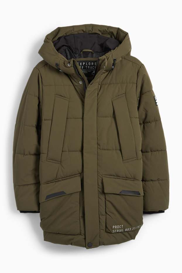 Bambini - Giacca trapuntata con cappuccio - idrorepellente - verde scuro