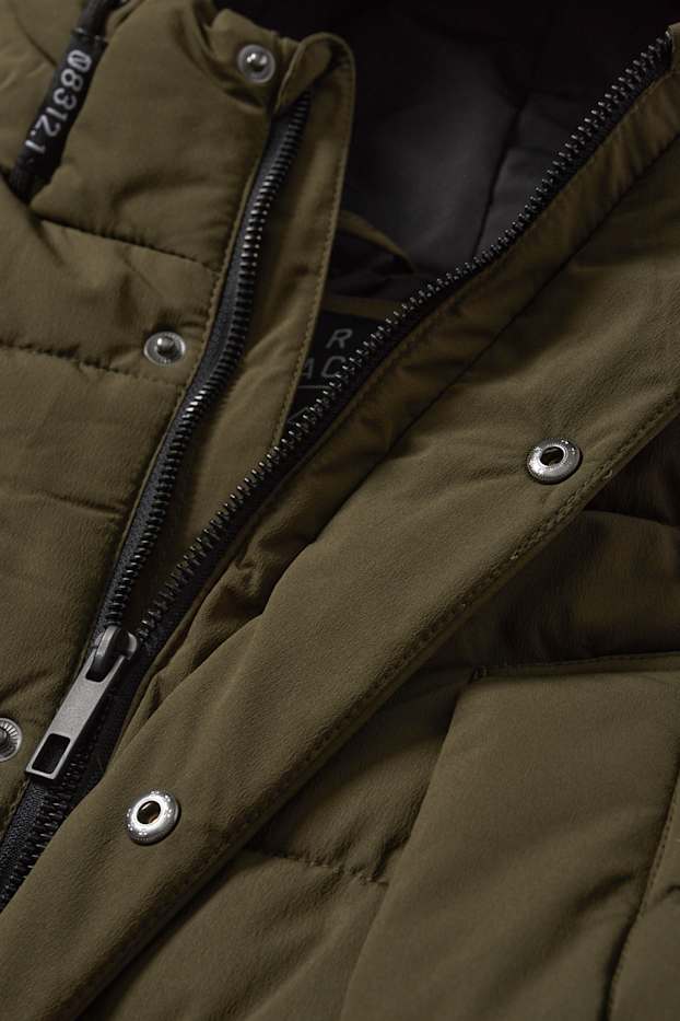 Bambini - Giacca trapuntata con cappuccio - idrorepellente - verde scuro