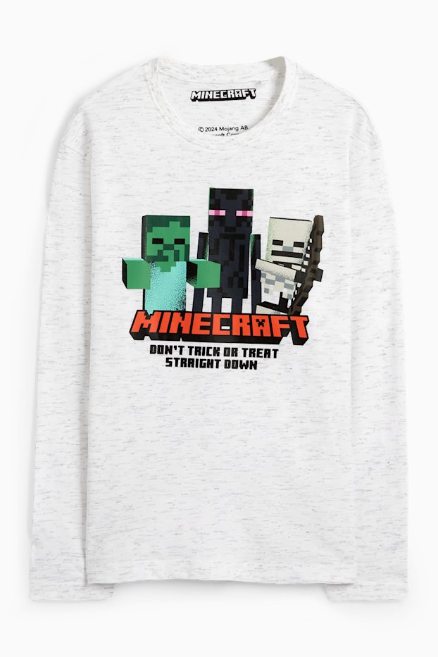 Bambini - Halloween - Minecraft - maglia a maniche lunghe - bianco