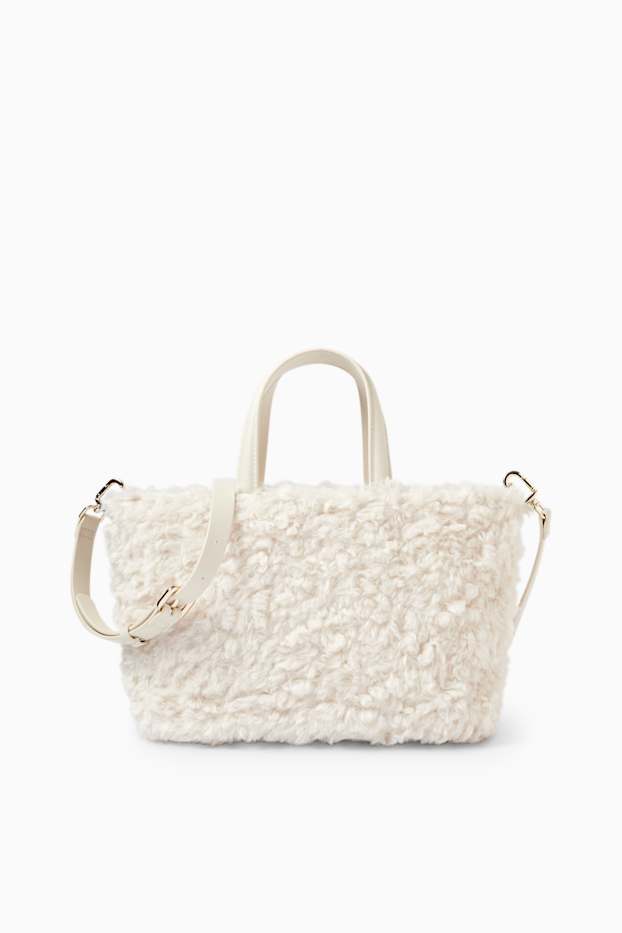 Dames - Kleine shopper met afneembare draagriem - licht beige