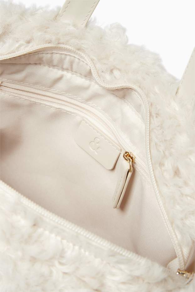 Dames - Kleine shopper met afneembare draagriem - licht beige