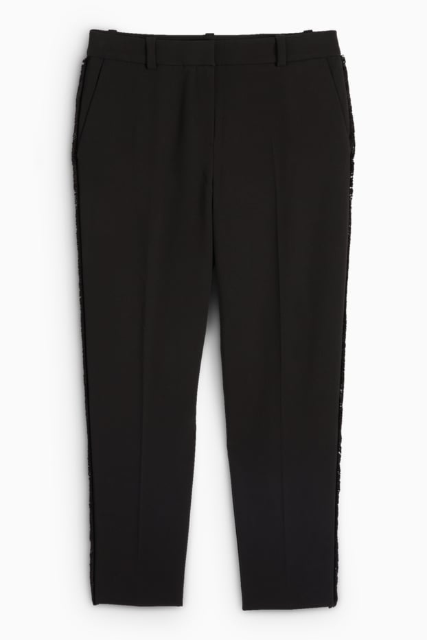 Dámské - Business kalhoty - mid waist - straight fit - černá