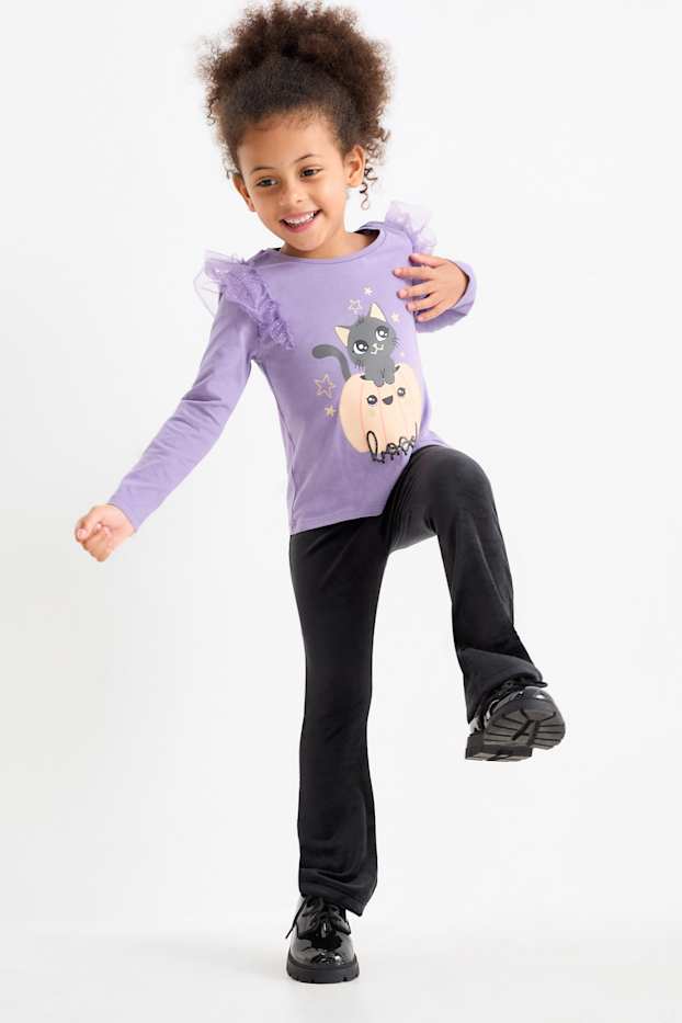 Nena - Leggings acampanats de vellut - negre