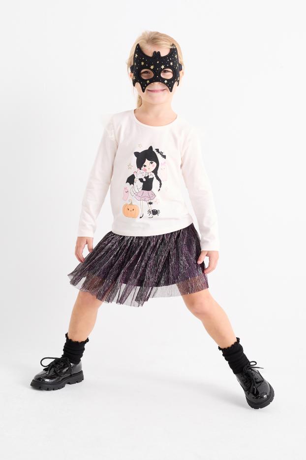 Enfants filles - Halloween - jupe - effet brillant - violet