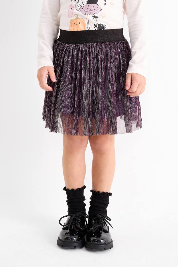 Enfants filles - Halloween - jupe - effet brillant - violet