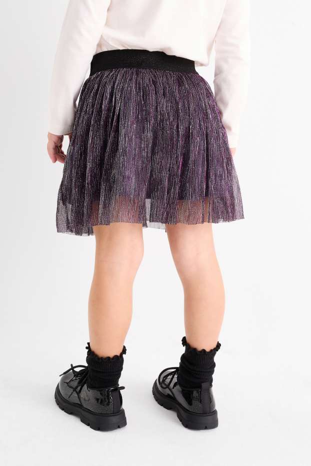 Enfants filles - Halloween - jupe - effet brillant - violet