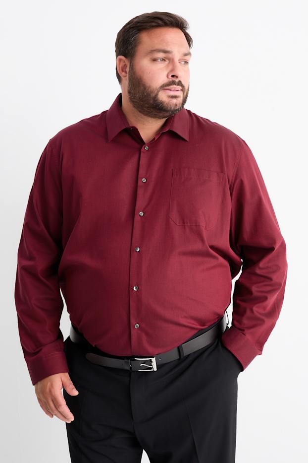 Herren - Hemd - Regular Fit - Kent - bügelleicht - dunkelrot