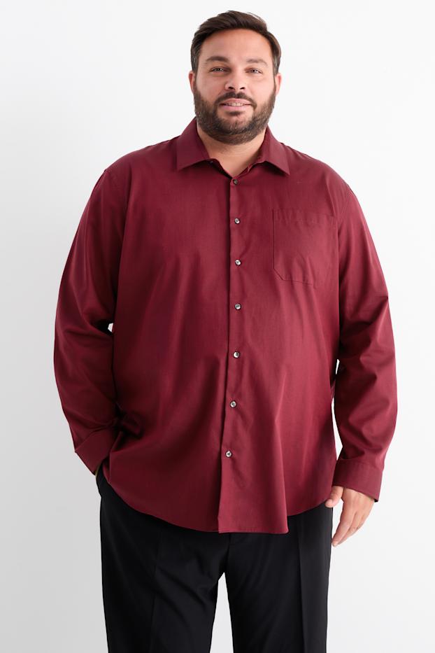 Herren - Hemd - Regular Fit - Kent - bügelleicht - dunkelrot