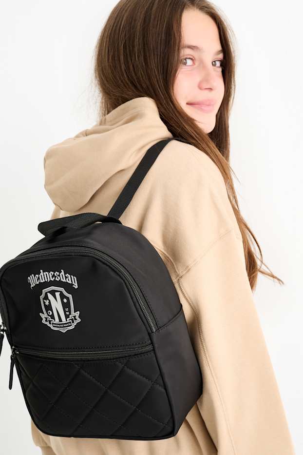 Kinder Mädchen - Halloween - Wednesday - Rucksack - schwarz