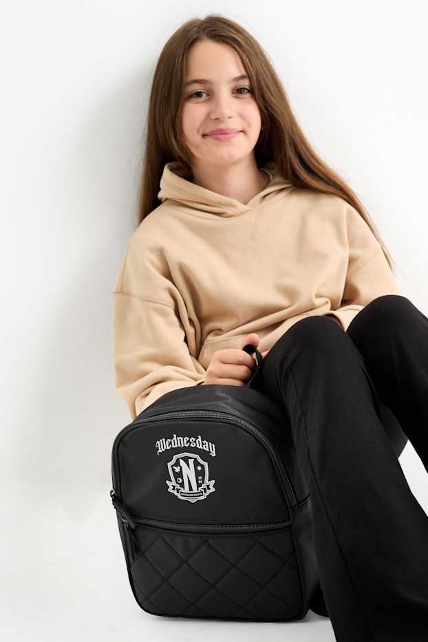 Kinder Mädchen - Halloween - Wednesday - Rucksack - schwarz