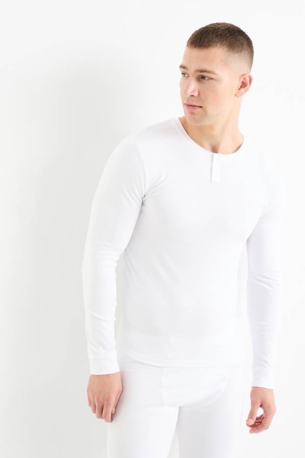 Hommes - Maillot de corps - finition côtelée - blanc crème