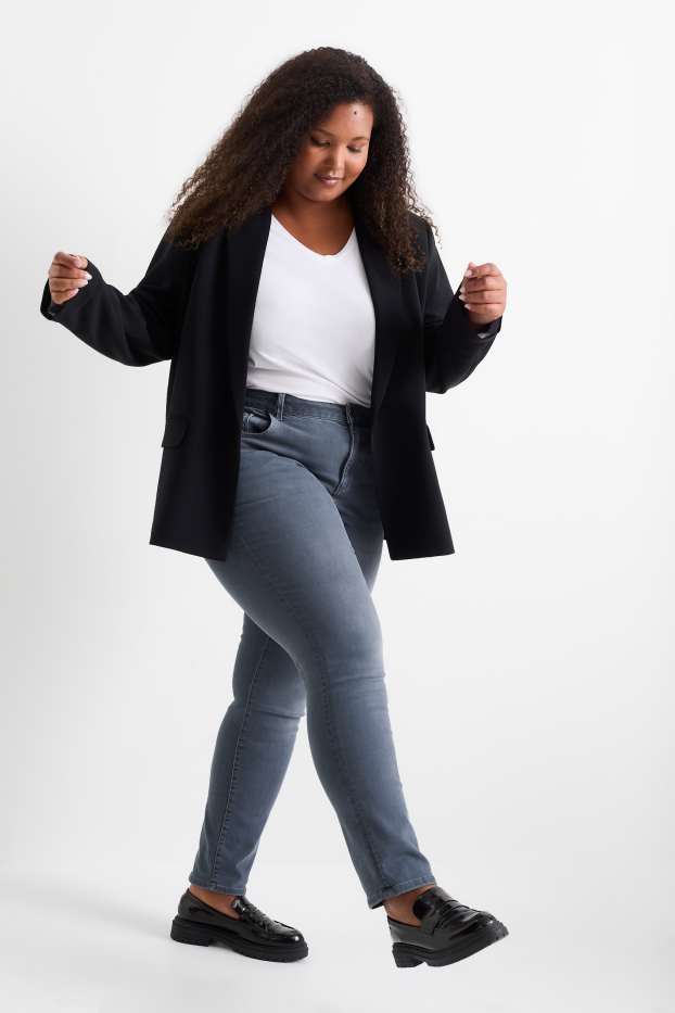 Damen - Slim Jeans - Mid Waist - Shaping-Jeans - LYCRA® - jeansgrau